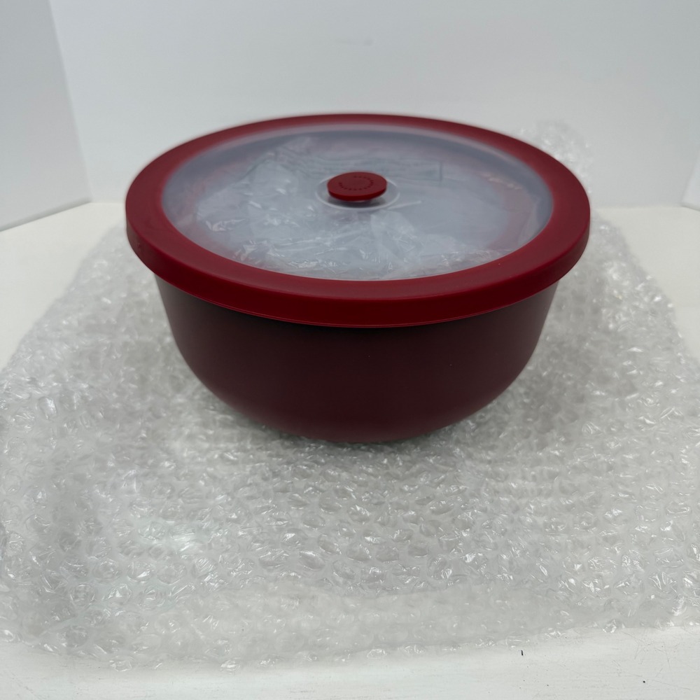 Curtis Stone 8-Piece Mixing Bowl Set Red Vented Airtight Lids Nesting BPA-Free